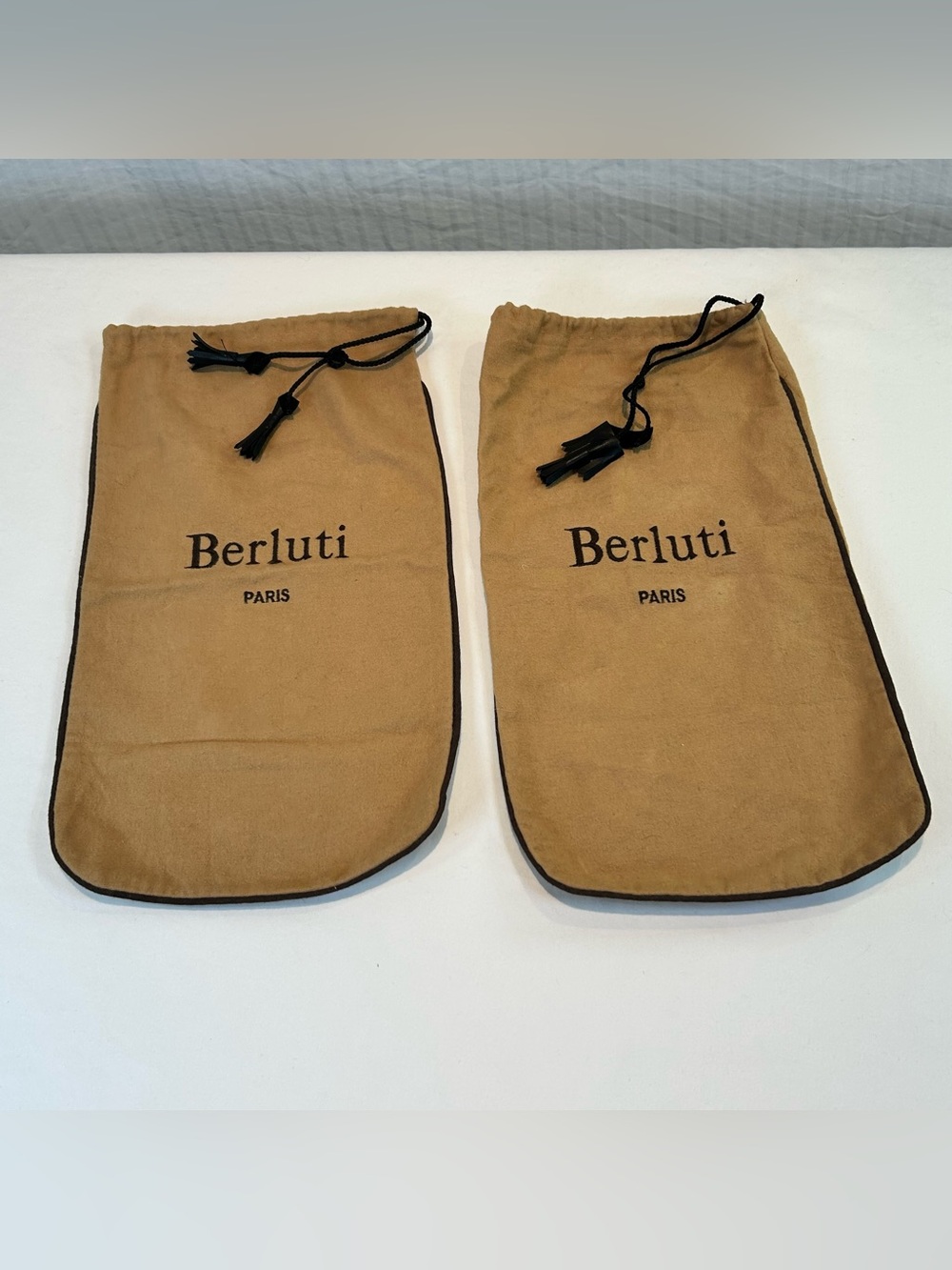 Berluti set of 2 Tan Drawstring with Tassels Dust Bags Made In Italy